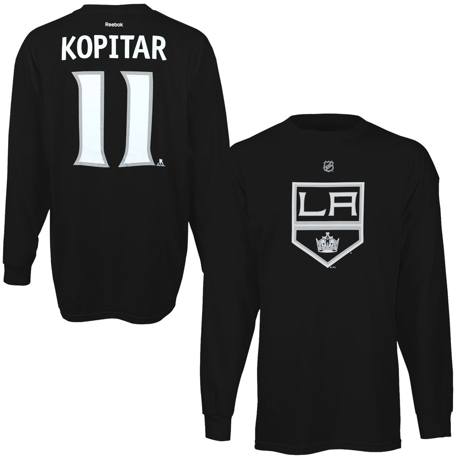 Los Angeles Kings #11 Anze Kopitar Reebok Name & Number Long Sleeve T-Shirt Black