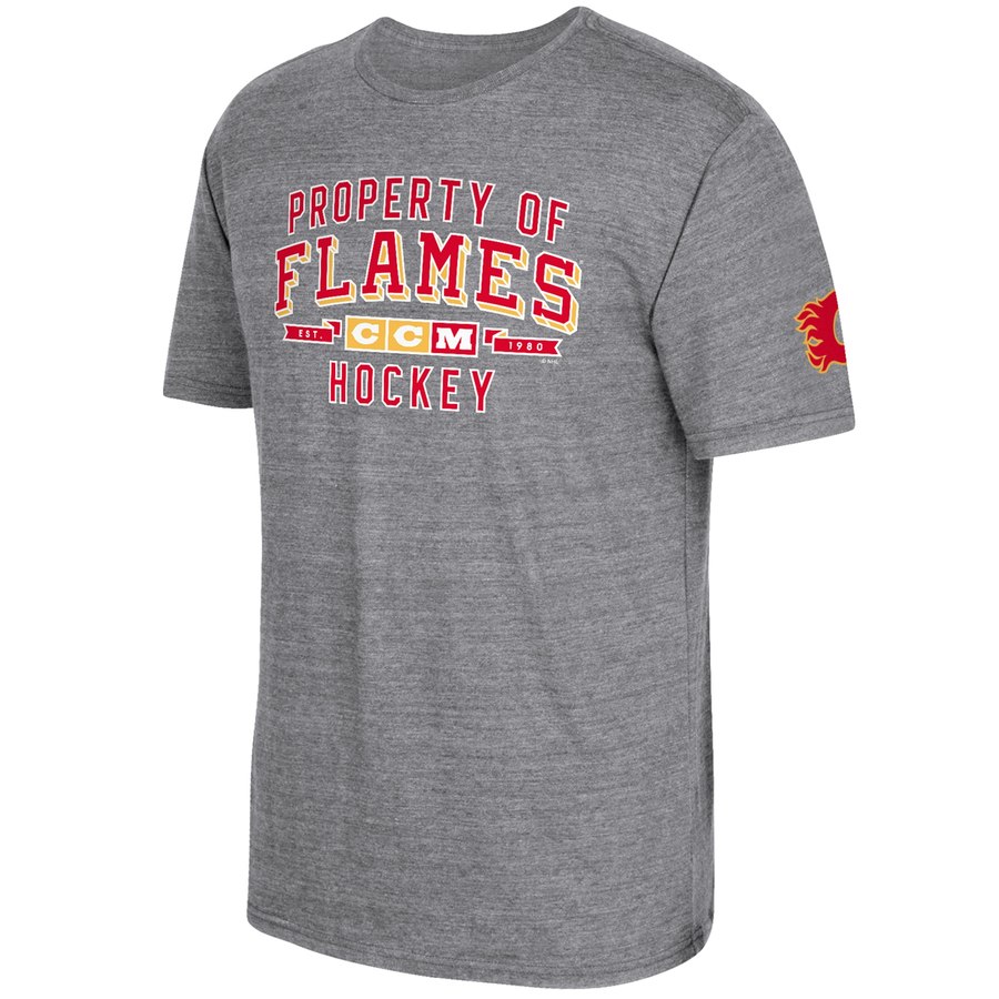 Calgary Flames CCM Property Block Tri-Blend T-Shirt Gray