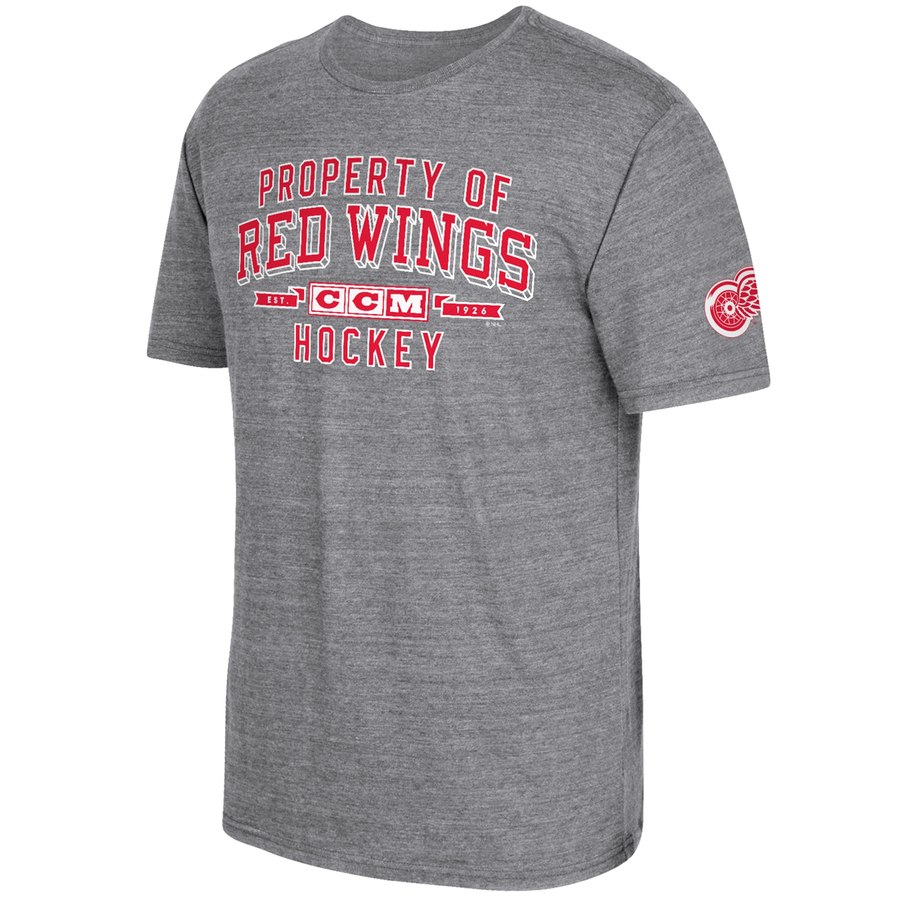 Detroit Red Wings CCM Property Block Tri-Blend T-Shirt Gray