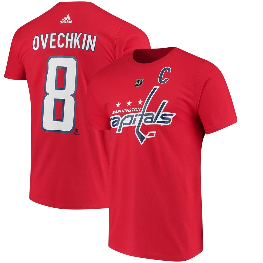 Washington Capitals #8 Alexander Ovechkin adidas Name & Number T-Shirt Red