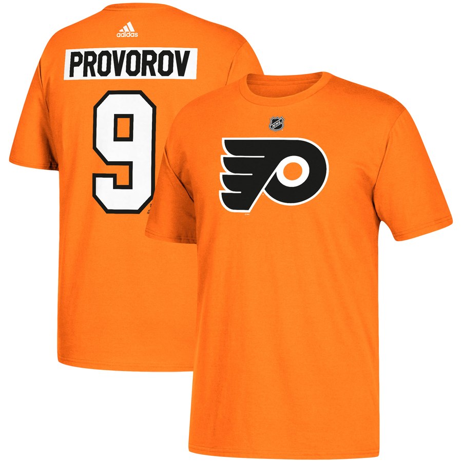 Philadelphia Flyers #9 Ivan Provorov adidas Name & Number T-Shirt Orange