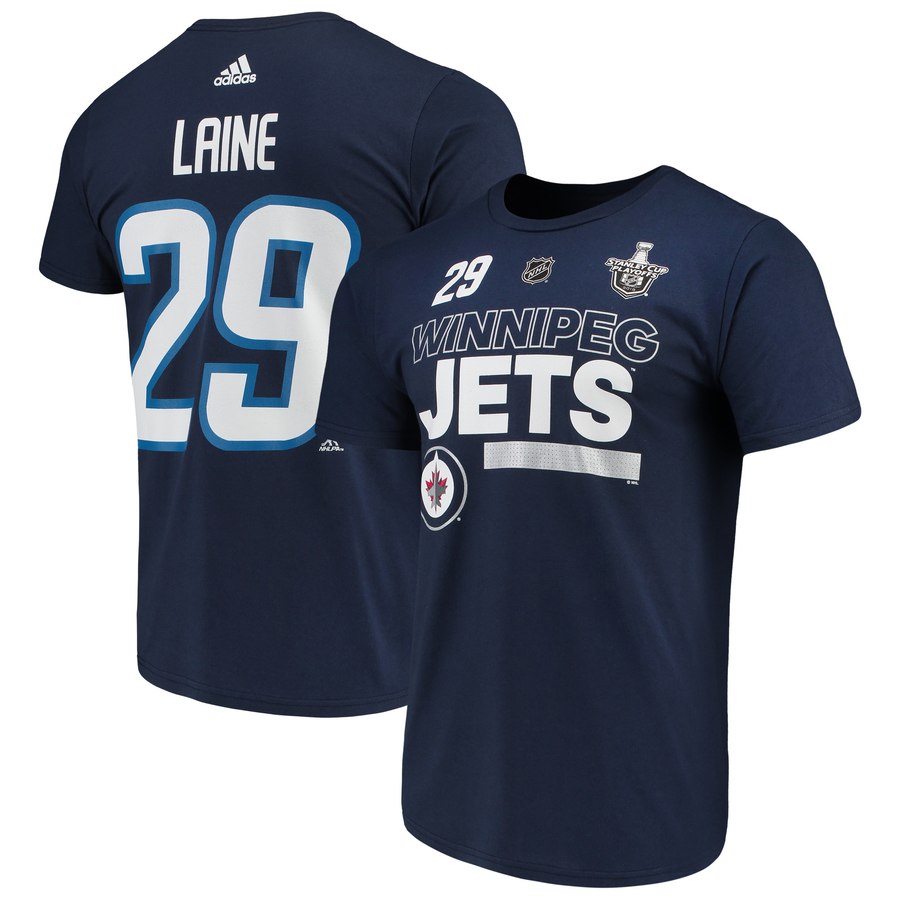 Winnipeg Jets #29 Patrik Laine adidas 2018 Stanley Cup Playoffs Participant Name & Number T-Shirt Navy