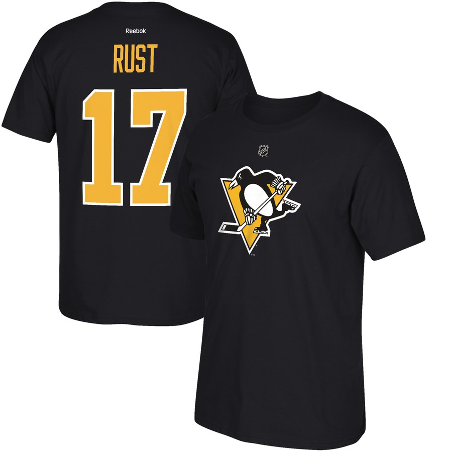 Pittsburgh Penguins #17 Bryan Rust Reebok Name & Number T-Shirt Black