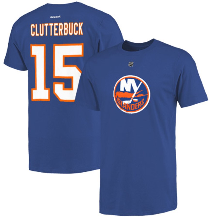 New York Islanders #15 Cal Clutterbuck Reebok Name and Number Player T-Shirt Royal