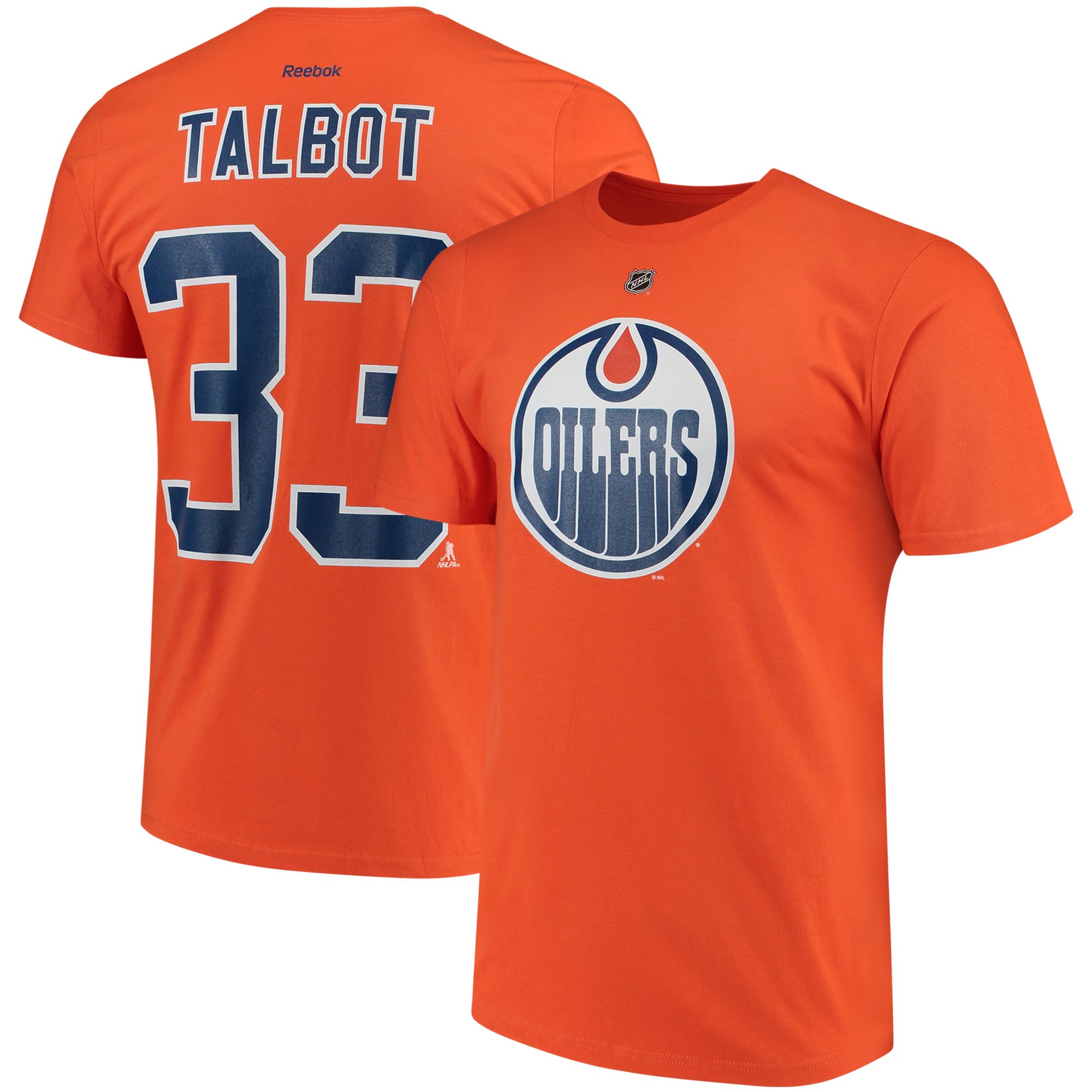 Edmonton Oilers #33 Cam Talbot Reebok Name & Number T-Shirt Orange