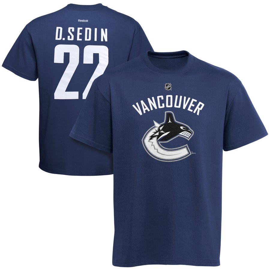 Vancouver Canucks #22 Daniel Sedin Reebok Name and Number Player T-Shirt Navy