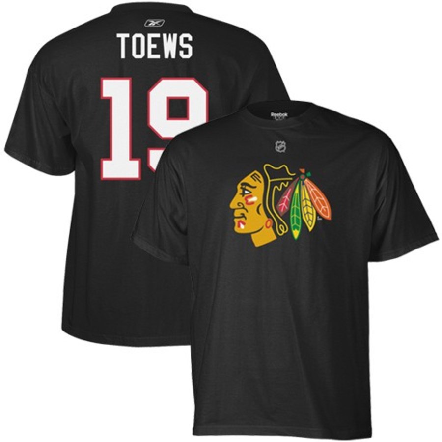 Chicago Blackhawks #19 Jonathan Toews Reebok Name and Number Player T-Shirt Black