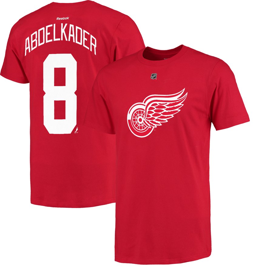 Detroit Red Wings #8 Justin Abdelkader Reebok Name and Number Player T-Shirt Red