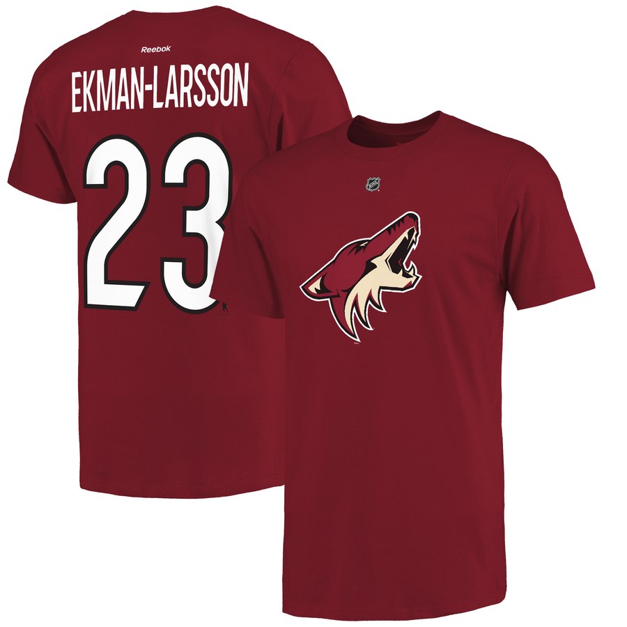 Arizona Coyotes #23 Oliver Ekman-Larsson Reebok Name & Number T-Shirt Burgundy