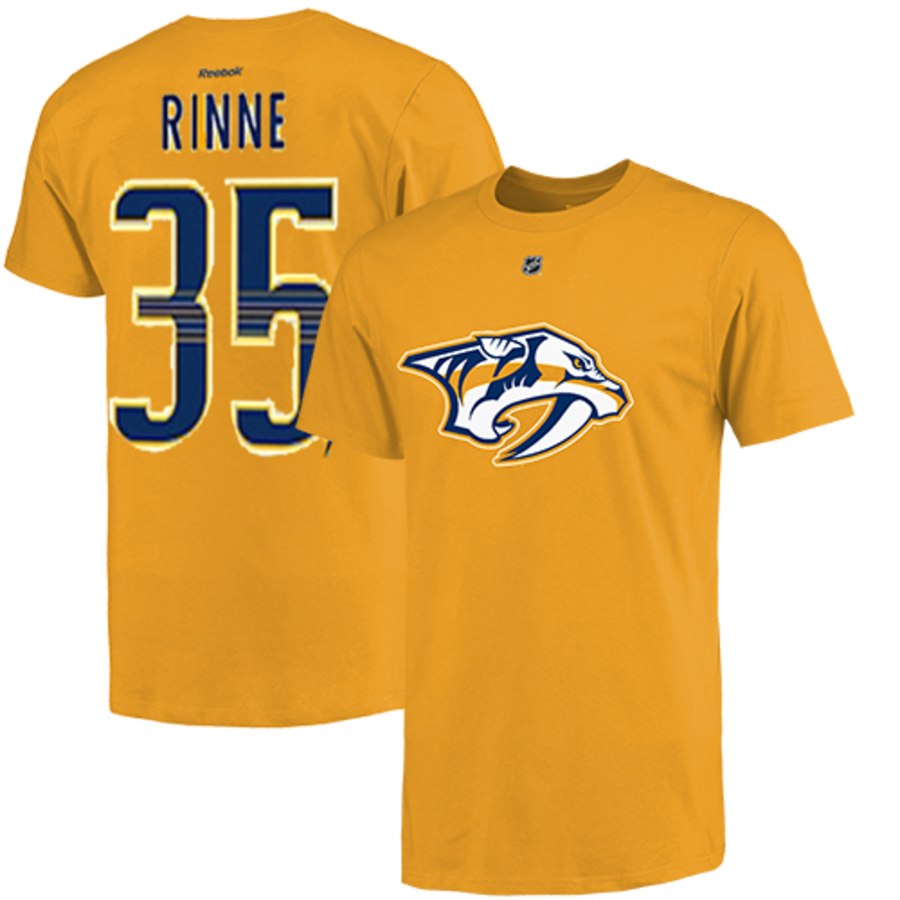 Nashville Predators #35 Pekka Rinne Reebok Name and Number Player T-Shirt Gold