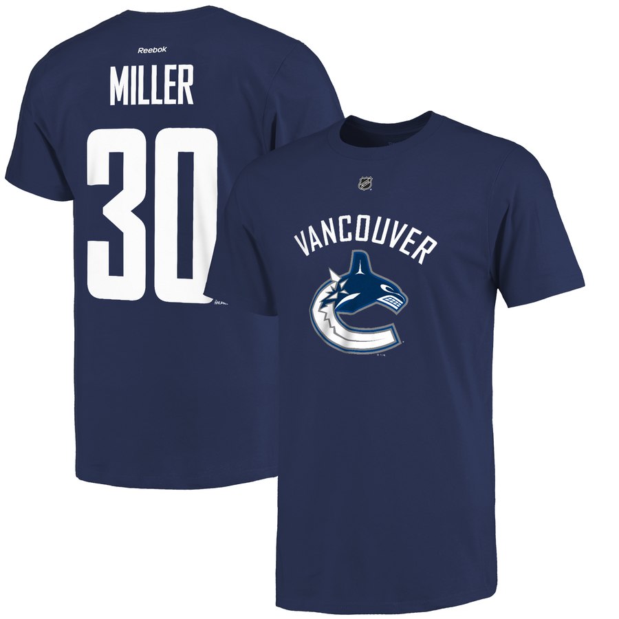 Vancouver Canucks #30 Ryan Miller Reebok Name and Number Player T-Shirt Navy