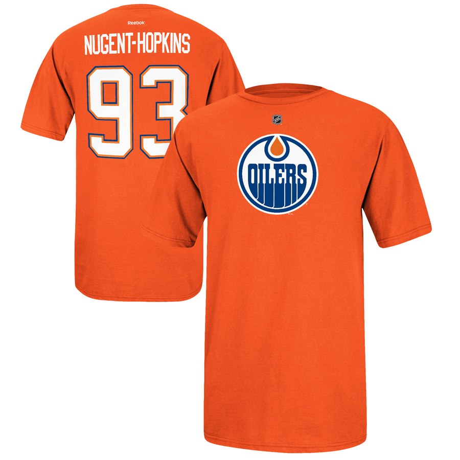 Edmonton Oilers #93 Ryan Nugent-Hopkins Reebok Name and Number Player T-Shirt Orange