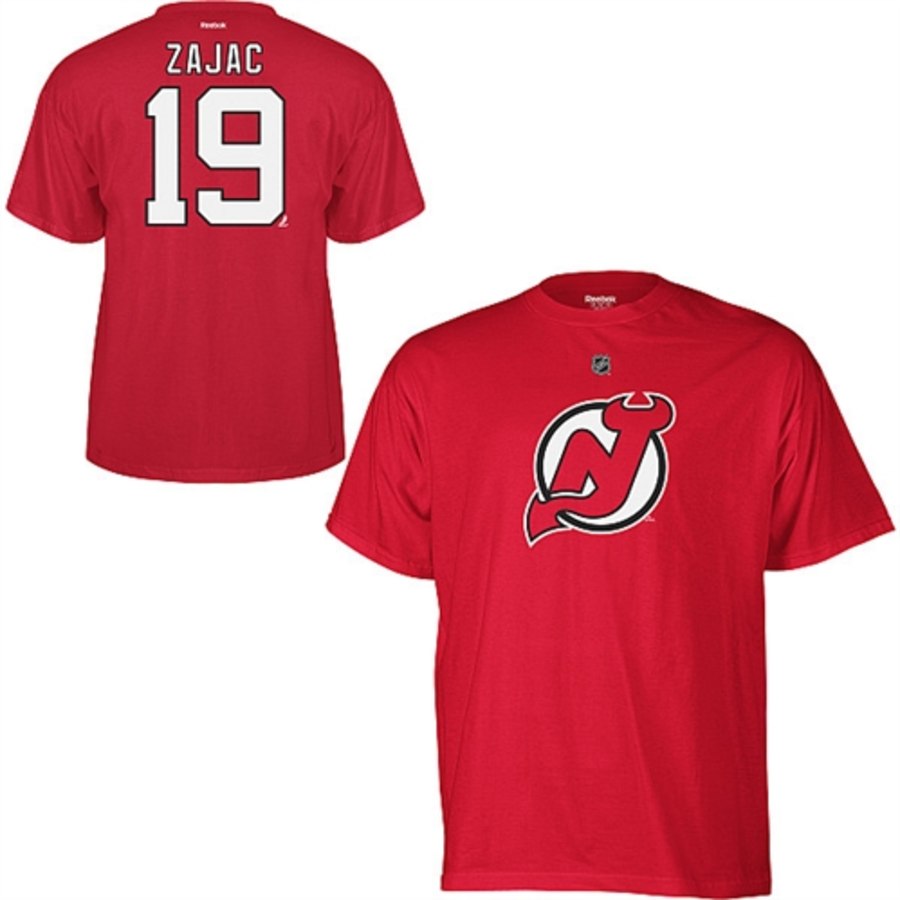 New Jersey Devils #19 Travis Zajac Reebok Name and Number Player T-Shirt Red