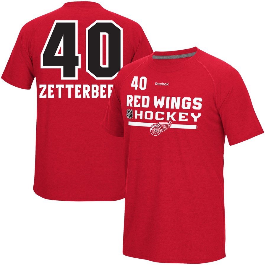 Detroit Red Wings #40 Henrik Zetterberg Reebok CI Freeze Supremium Name & Number T-Shirt Red