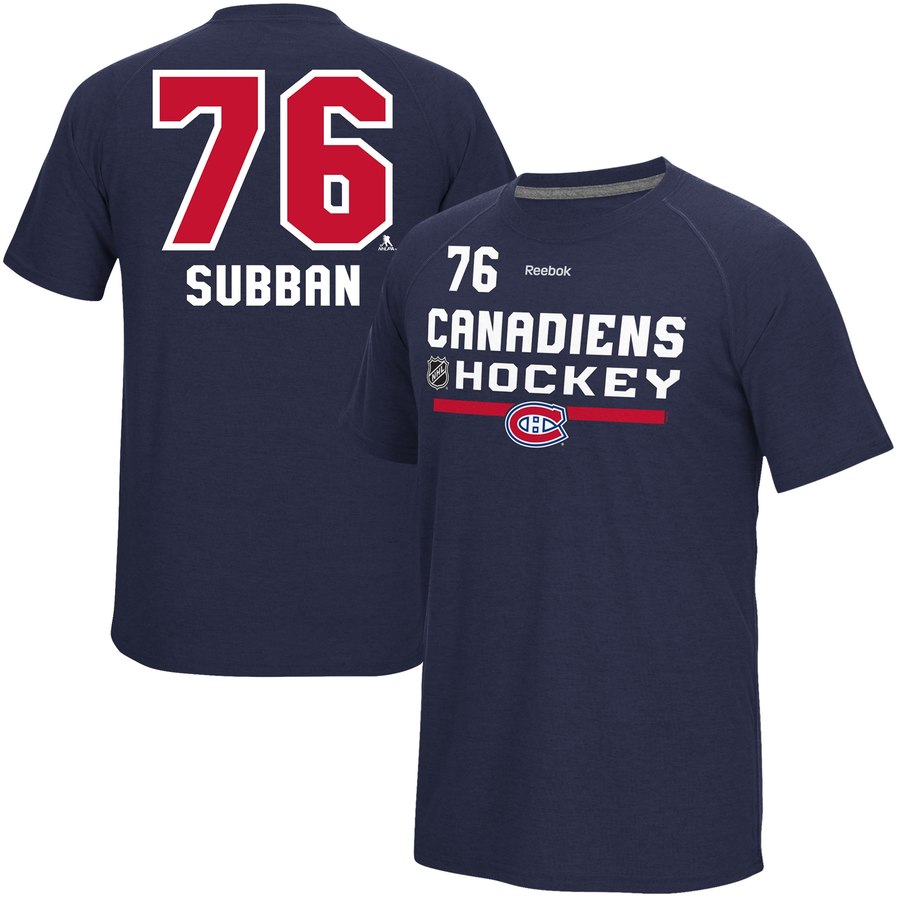 Montreal Canadiens #76 PK Subban Reebok CI Freeze Supremium Name & Number T-Shirt Navy