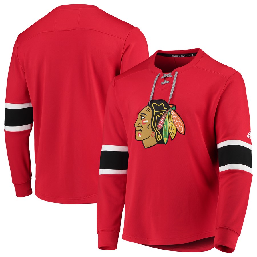 Chicago Blackhawks adidas Platinum Long Sleeve Jersey T-Shirt Red