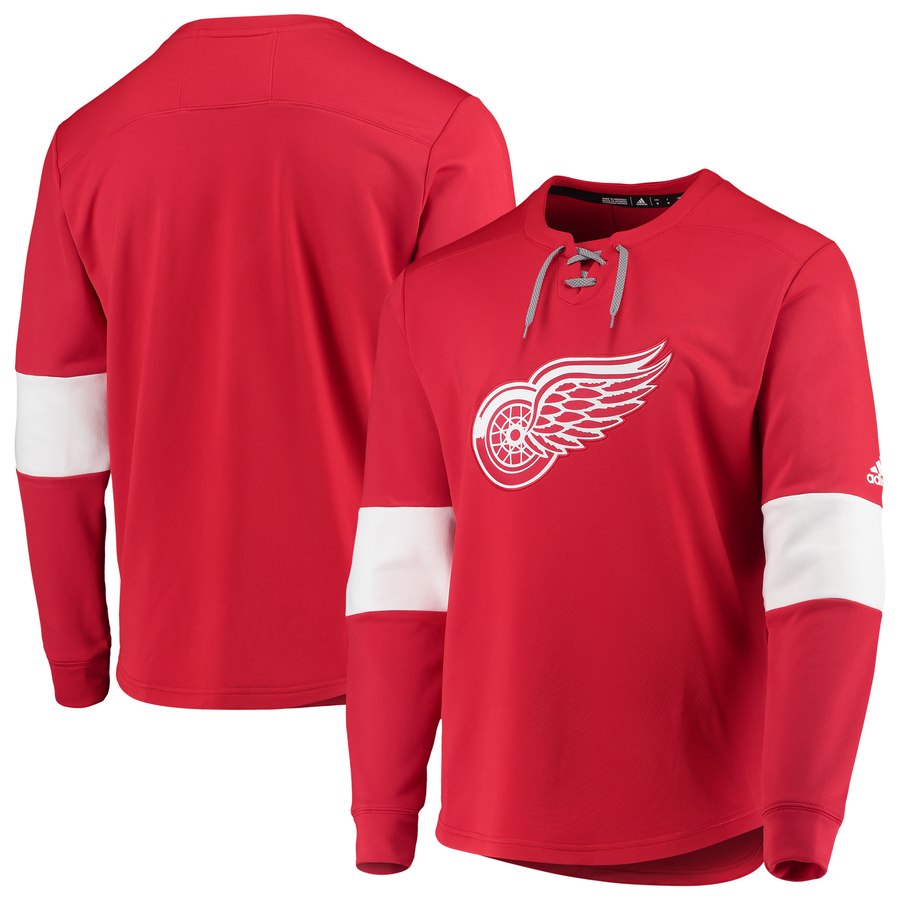 Detroit Red Wings adidas Platinum Long Sleeve Jersey T-Shirt Red