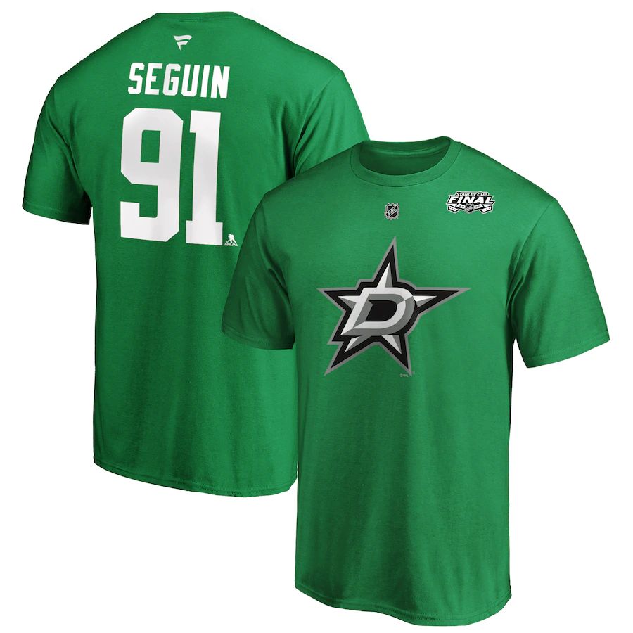 Dallas Stars #91 Tyler Seguin 2020 Stanley Cup Final Bound Authentic Stack Name & Number T-Shirt Kelly Green