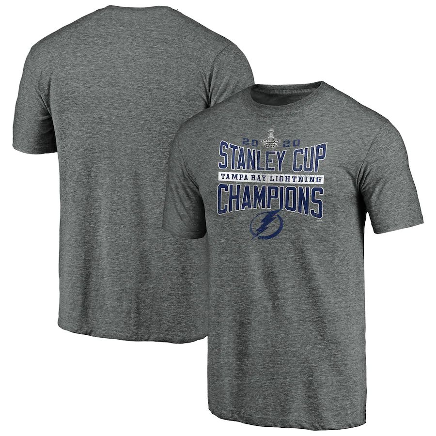 Tampa Bay Lightning 2020 Stanley Cup Champions Odd Man Rush Team Tri-Blend T-Shirt Heather Gray