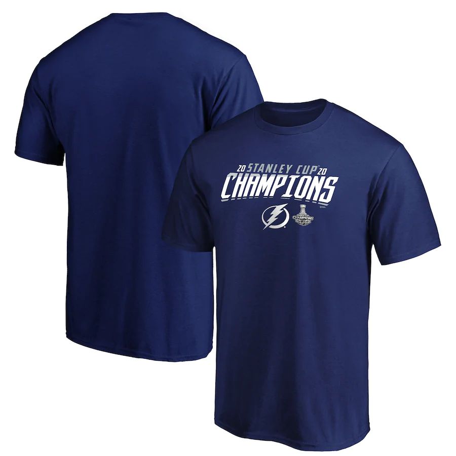 Tampa Bay Lightning 2020 Stanley Cup Champions Top Line T-Shirt Blue