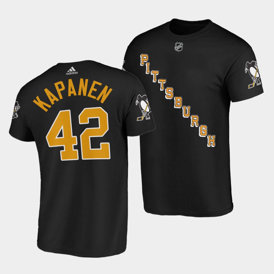 Adidas Penguins #42 Kasperi Kapanen Black Alternate Throwback 90s NHL T-Shirt