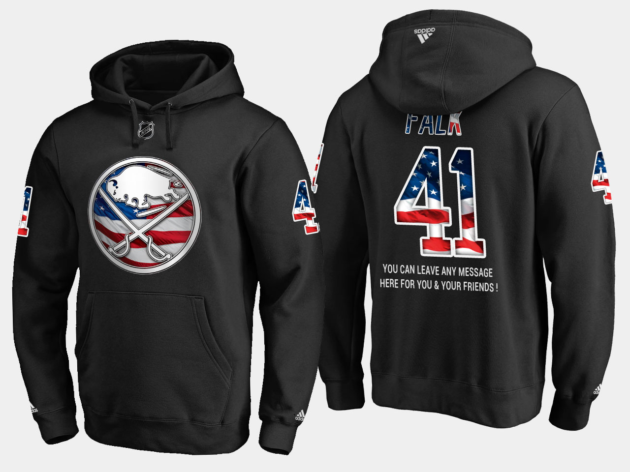 Sabres #41 Justin Falk NHL Banner Wave Usa Flag Black Hoodie