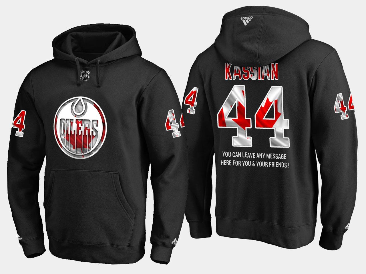 Oilers #44 Zack Kassian NHL Banner Wave Usa Flag Black Hoodie