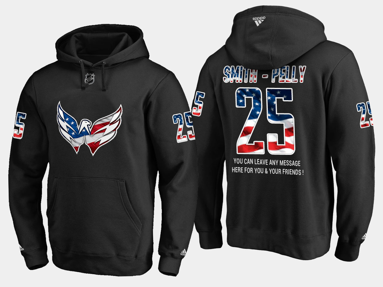 Capitals #25 Devante Smith NHL Banner Wave Usa Flag Black Hoodie