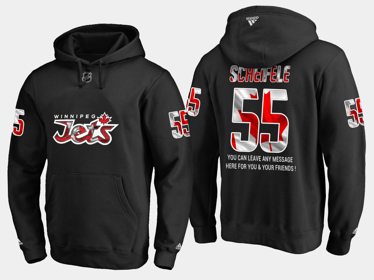 Jets #55 Mark Scheifele NHL Banner Wave Usa Flag Black Hoodie