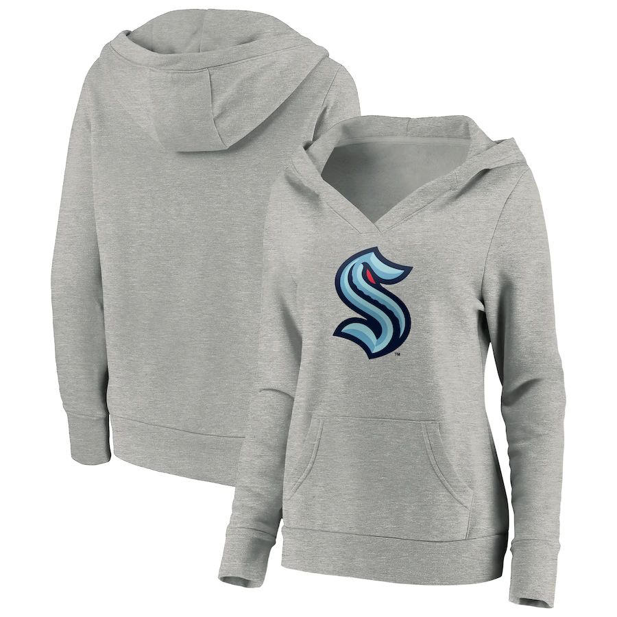 Seattle Kraken Women's Primary Logo Pullover Hoodie Heather Gray
