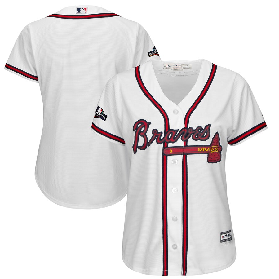 Atlanta Braves Majestic Women's 2019 Postseason Official Cool Base Team Jersey White