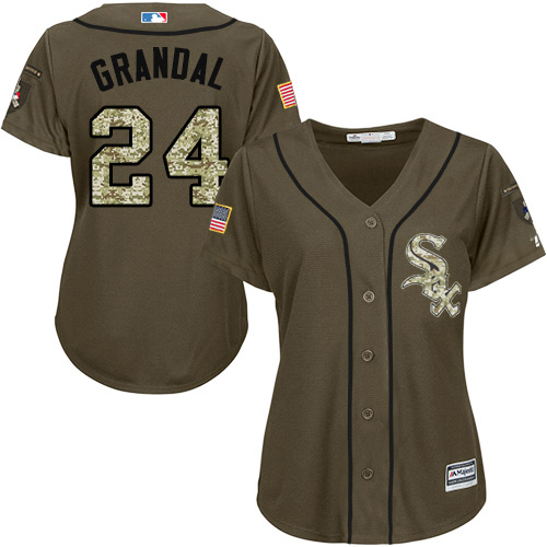 White Sox #24 Yasmani Grandal Green Salute to Service Women's Stitched MLB Jersey