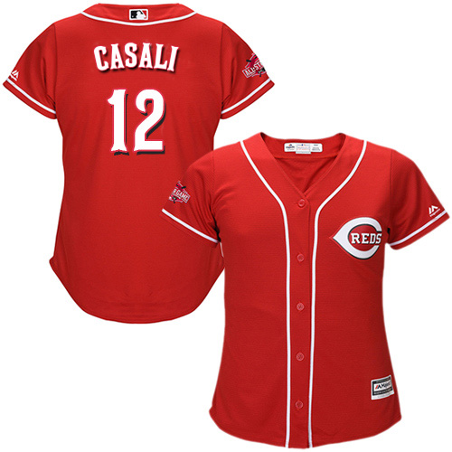 Reds #12 Curt Casali Red Alternate Women's Stitched MLB Jersey