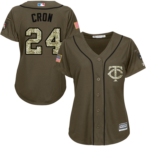 Twins #24 C.J. Cron Green Salute to Service Women's Stitched MLB Jersey