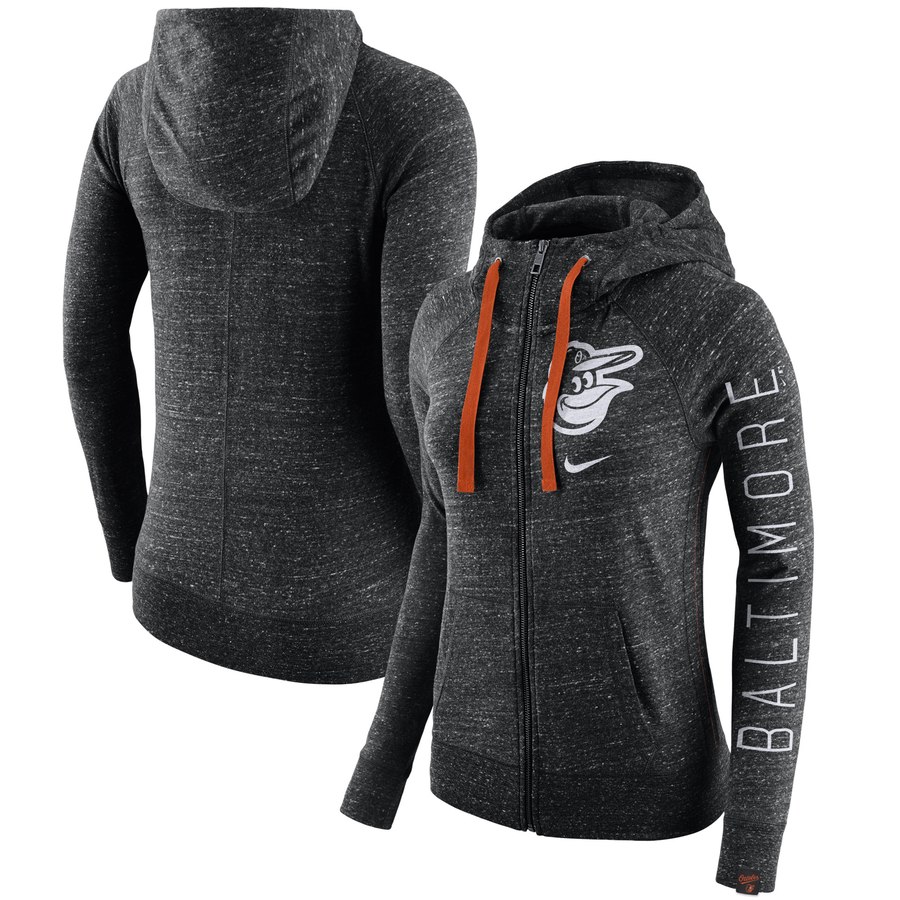 Baltimore Orioles Nike Women's Vintage Full-Zip Hoodie Heather Black