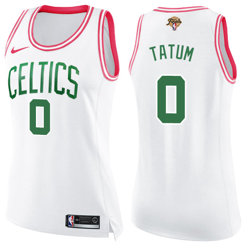 Nike Celtics #0 Jayson Tatum White/Pink Women's 2022 NBA Finals Swingman Fashion Jersey