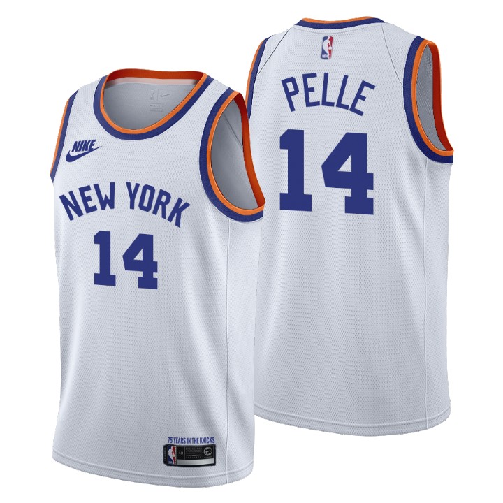 New York Knicks #14 Norvel Pelle Women's Nike Releases Classic Edition NBA 75th Anniversary Jersey White