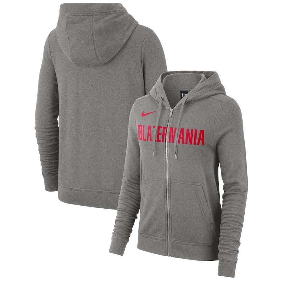 Portland Trail Blazers Nike Women's Earned Edition Wordmark Essential Full-Zip Hoodie - Gray