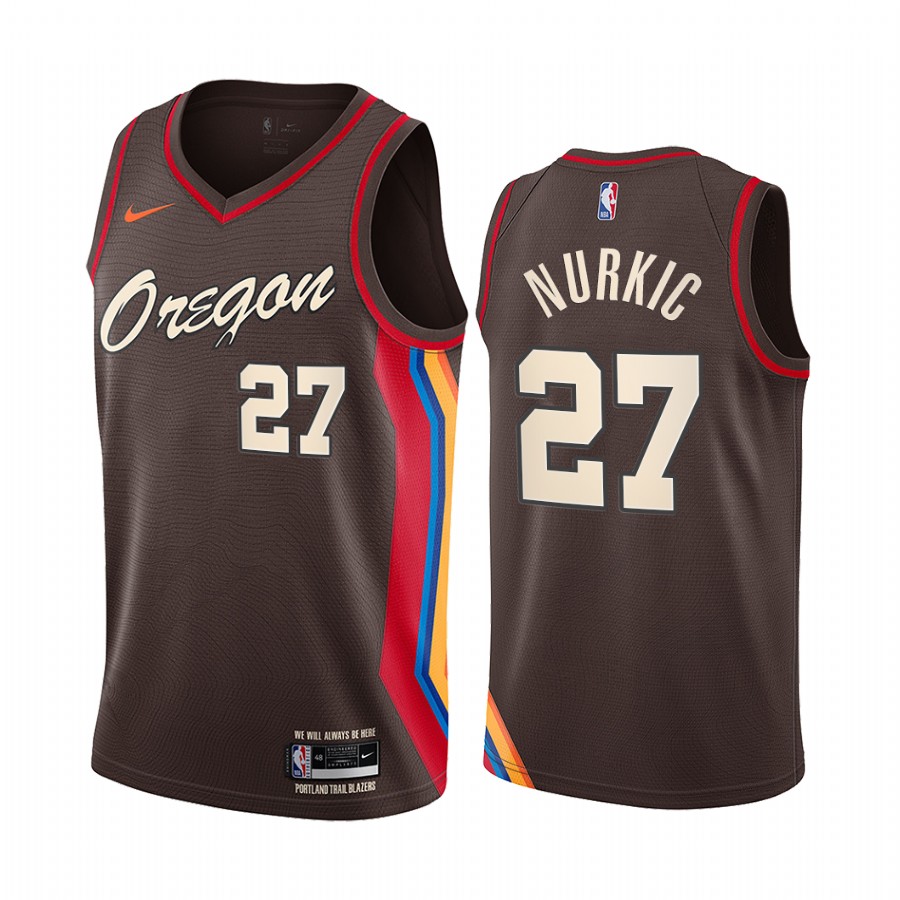 Nike Blazers #27 Jusuf Nurkic Chocolate Women's NBA Swingman 2020-21 City Edition Jersey