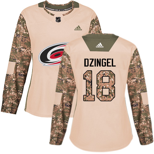 Adidas Hurricanes #18 Ryan Dzingel Camo Authentic 2017 Veterans Day Women's Stitched NHL Jersey