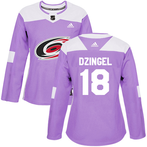 Adidas Hurricanes #18 Ryan Dzingel Purple Authentic Fights Cancer Women's Stitched NHL Jersey