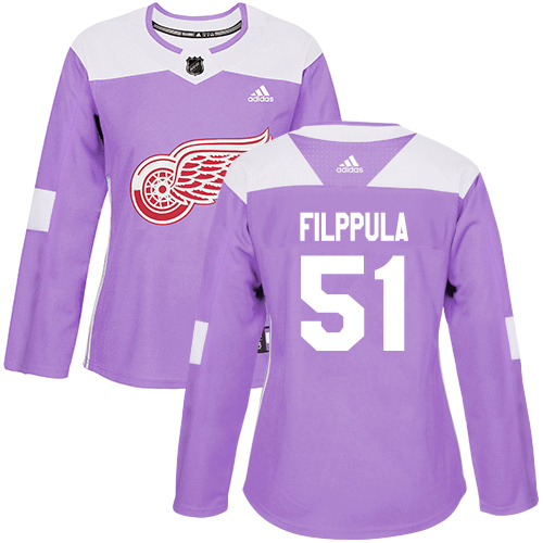 Adidas Red Wings #51 Valtteri Filppula Purple Authentic Fights Cancer Women's Stitched NHL Jersey