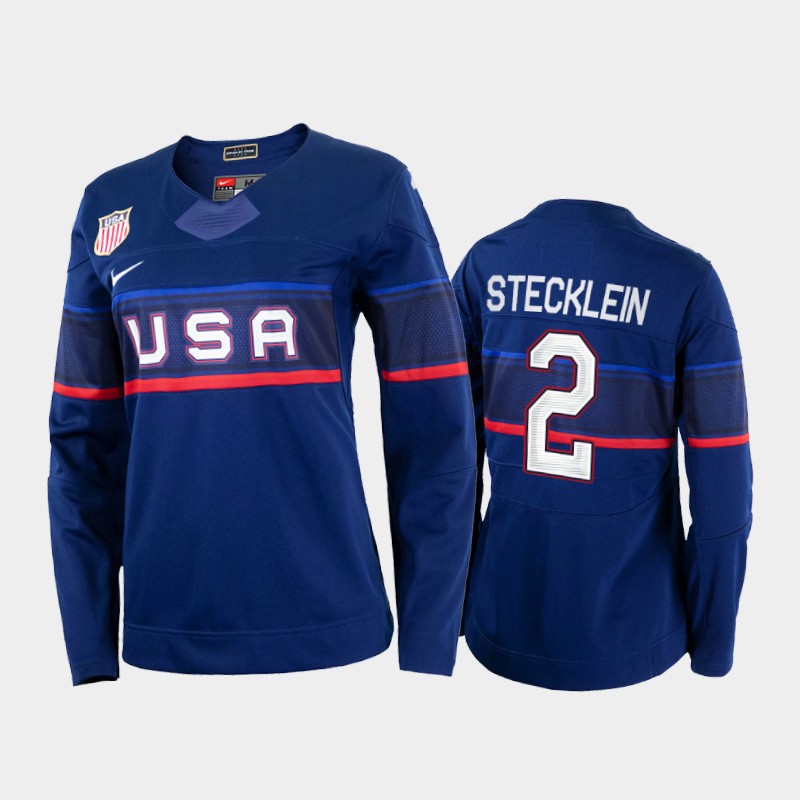 U.S. Women's Hockey #2 Lee Stecklein Nike Women's Beijing 2022 Winter Olympics Away Jersey - Navy