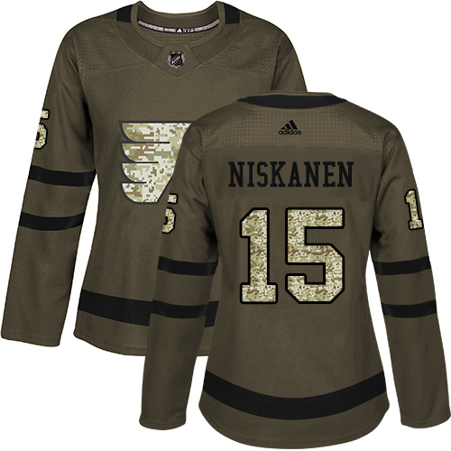 Adidas Flyers #15 Matt Niskanen Green Salute to Service Women's Stitched NHL Jersey