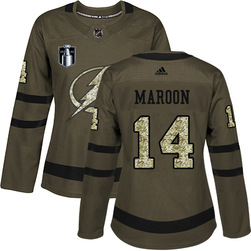 Adidas Lightning #14 Pat Maroon Green Women's 2022 Stanley Cup Final Patch Salute to Service Stitched NHL Jersey