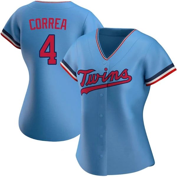 Minnesota Twins #4 Carlos Correa Women's Nike Authentic Light Blue Alternate Jersey