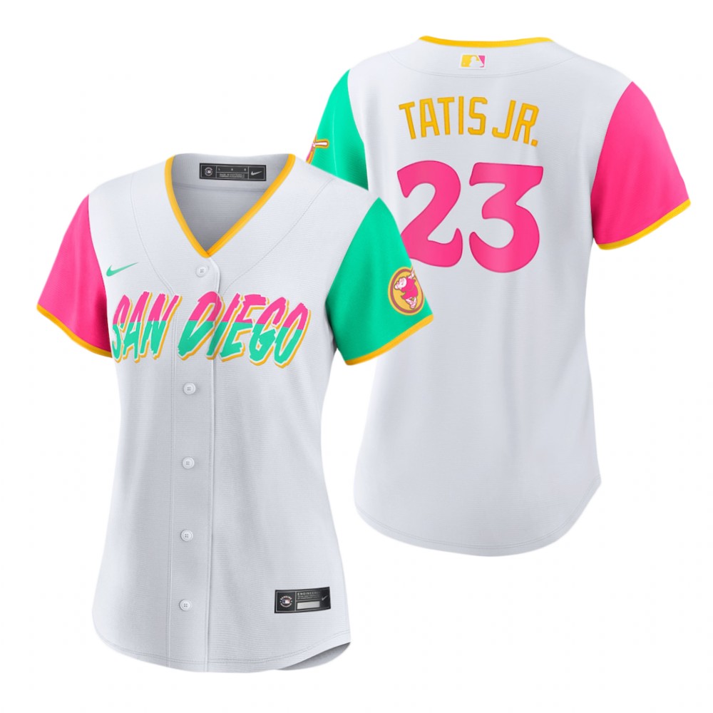 San Diego Padres #23 Fernando Tatis Jr. 2022 City Connect Women's Nike Games Jersey - White