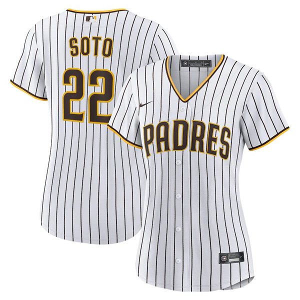 San Diego Padres #22 Juan Soto White Cool Base Women's Stitched Baseball Jersey(Run Small)