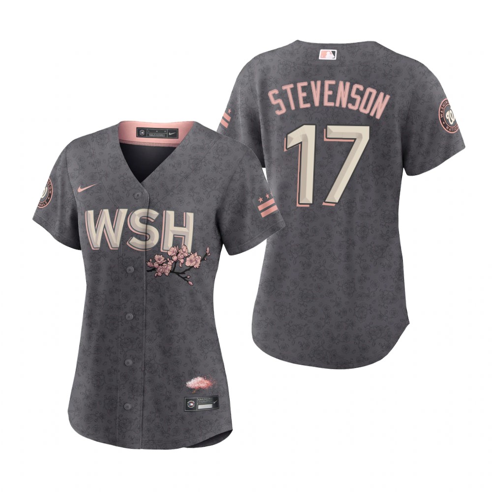 Washington Nationals #17 Andrew Stevenson Women's Nike Gray 2022 City Connect Replica Jersey
