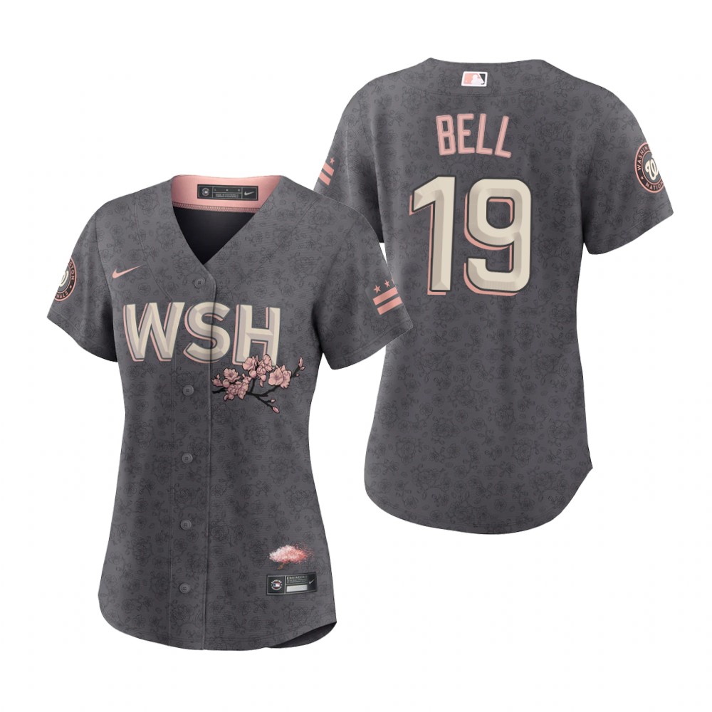 Washington Nationals #19 Josh Bell Women's Nike Gray 2022 City Connect Replica Jersey